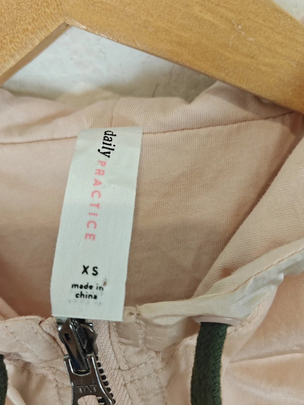 Anthropologie Daily Practice Pink Hooded Utility Vest XS Relaxed Drawstring Zip